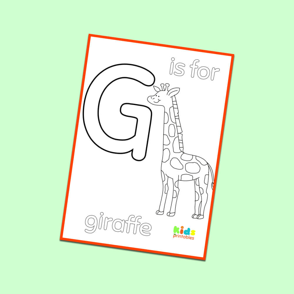 G is for giraffe coloring page kids