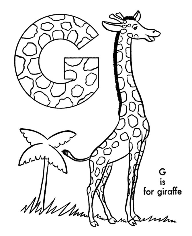 Abc coloring activity sheet giraffe