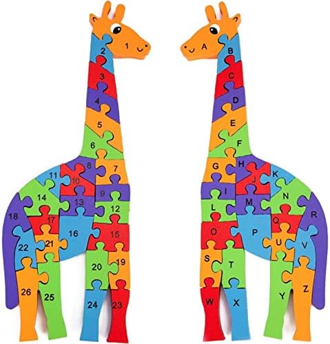 Lovestown giraffe wooden puzzle pcs jigsaw puzzle alphabet and number blocks wooden building blocks for kid preschool toys games