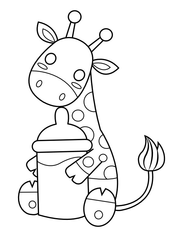 Printable baby giraffe coloring page