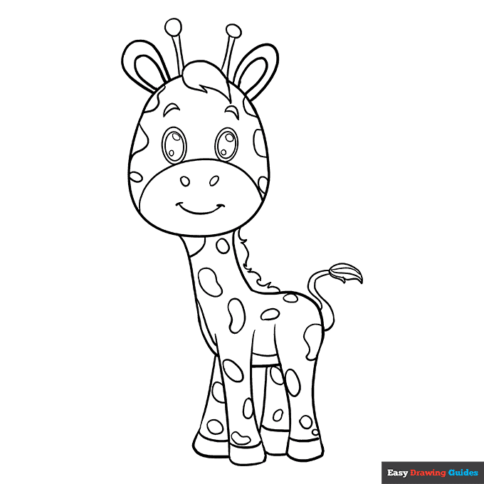 Baby giraffe coloring page easy drawing guides