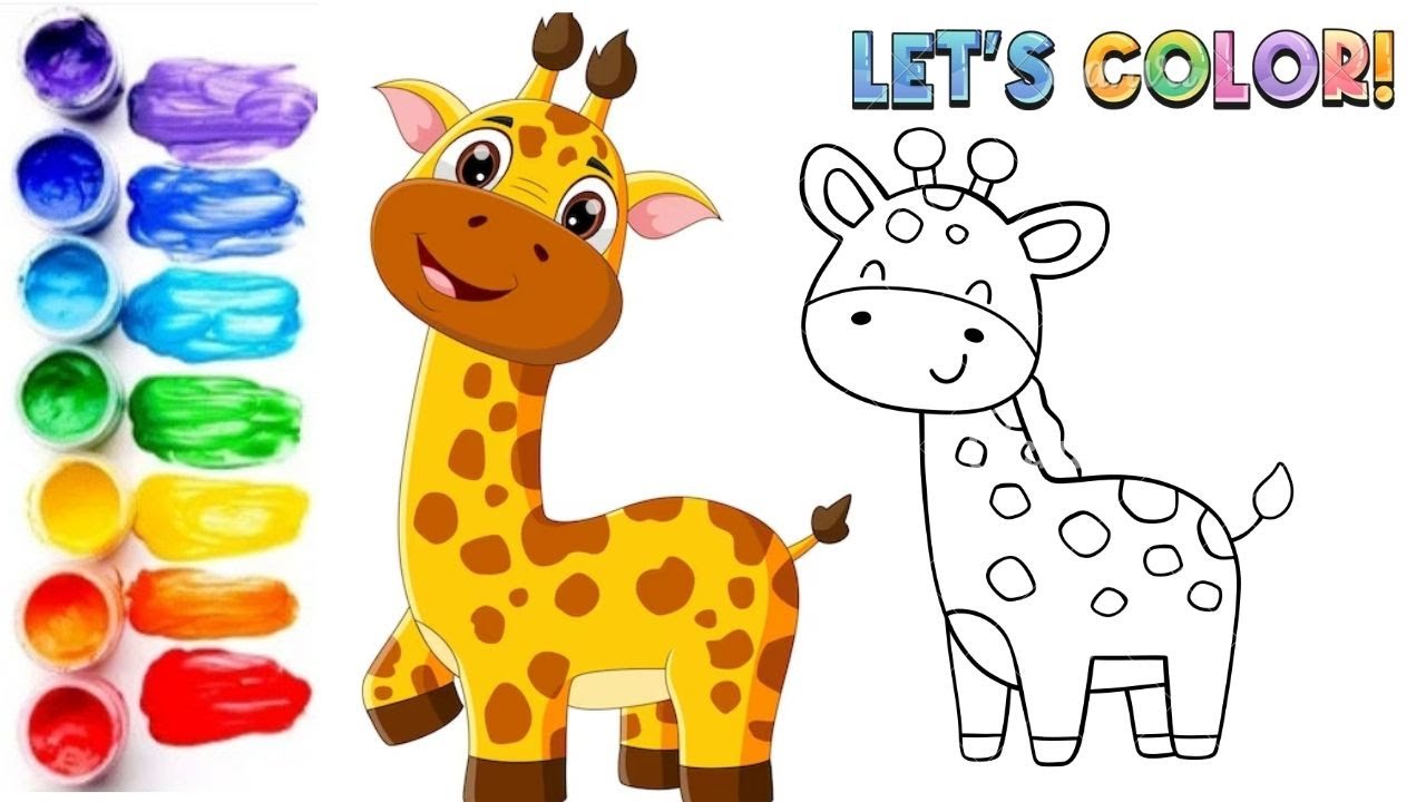 Giraffe drawing painting coloring for kids toddlers how to draw giraffe step by step