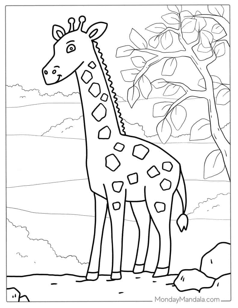 Giraffe coloring pages free pdf printables