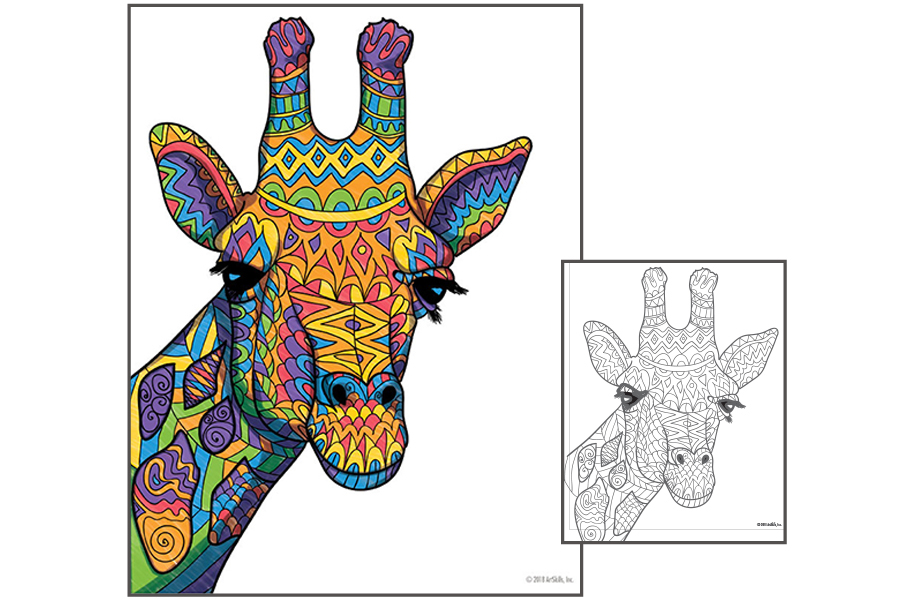 Marker art instructionsadult coloring page of a giraffe