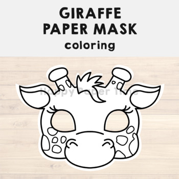 Giraffe paper mask printable african animal coloring craft activity costume