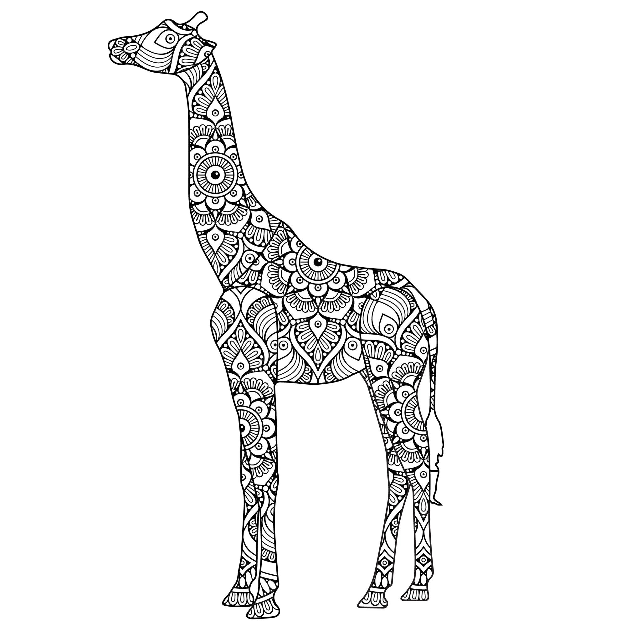 Premium vector giraffe mandala coloring page for kids