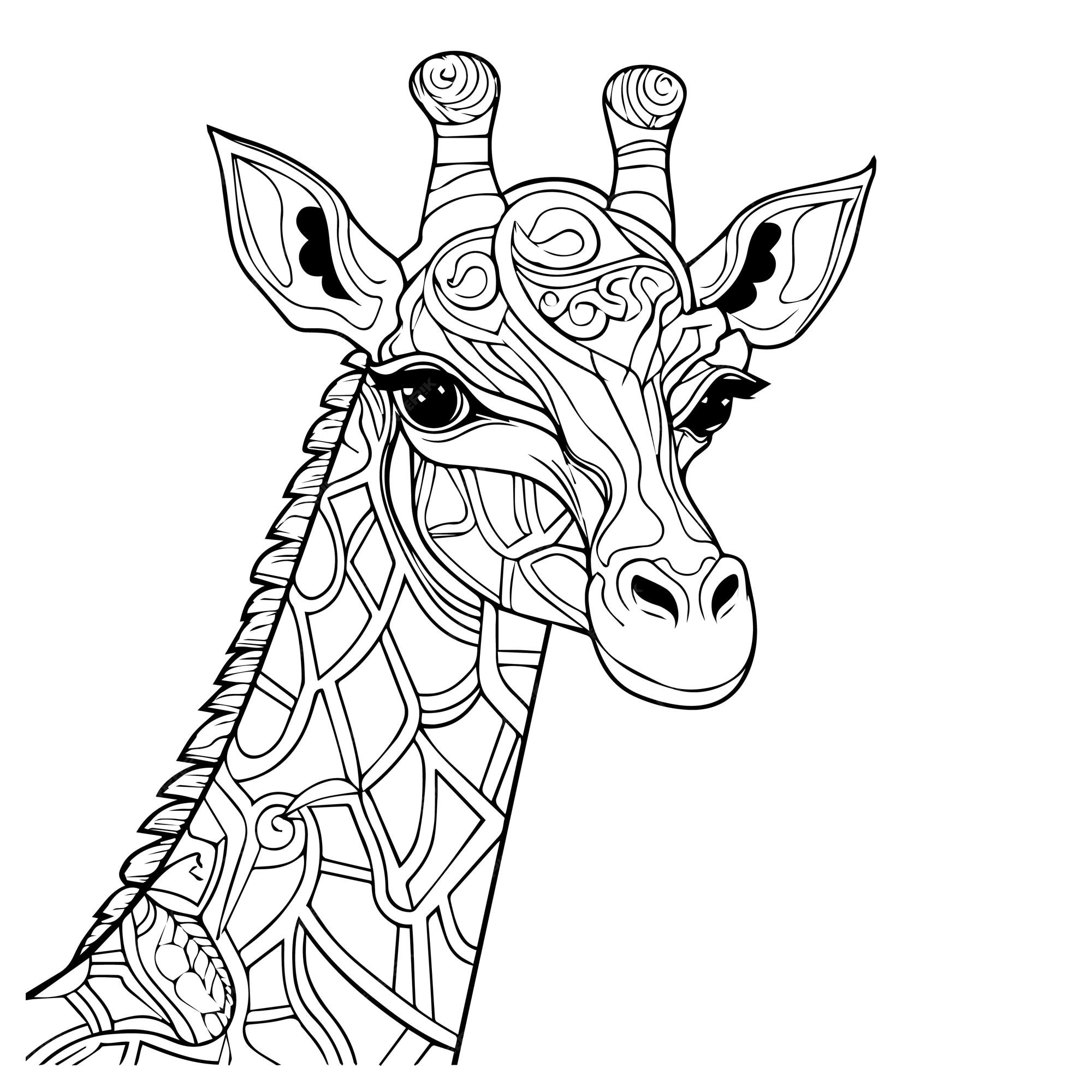 Premium vector a vector giraffe kids coloring page blank printable design to fill in colour