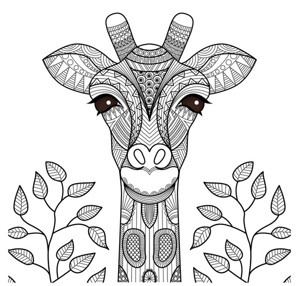 Adult coloring pages giraffe over royalty