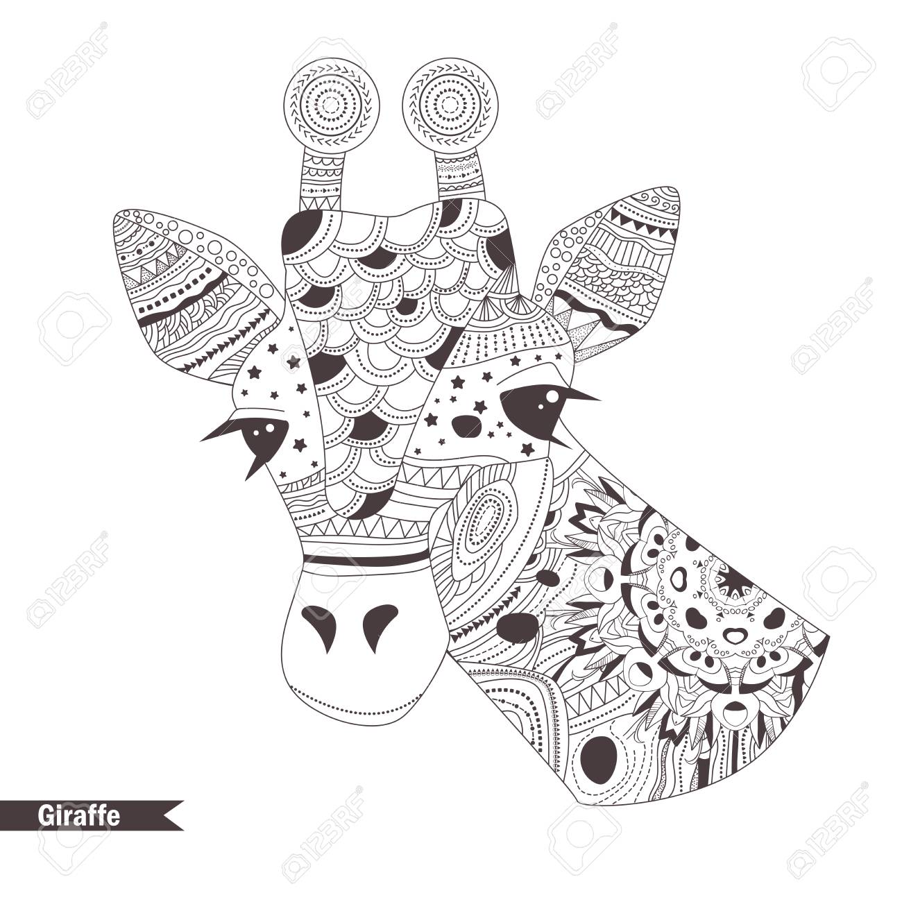 Giraffe coloring book for adult antistress coloring pages hand drawn vector isolated illustration on white background henna mehendi tattoo sketch royalty free svg cliparts vectors and stock illustration image