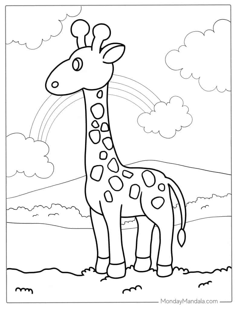 Giraffe coloring pages free pdf printables