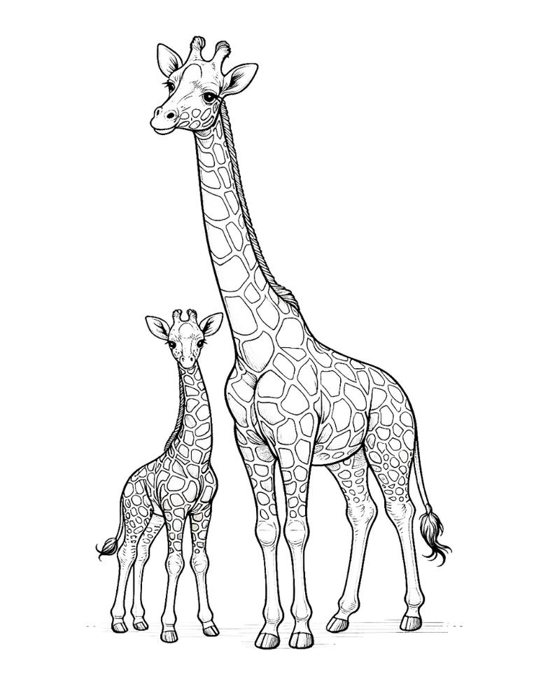 Free giraffe coloring pages