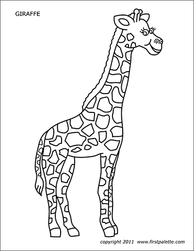 Giraffe free printable templates coloring pages