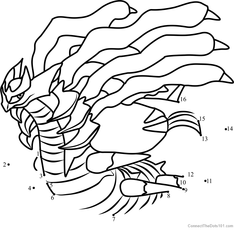 Pokemon giratina dot to dot printable worksheet