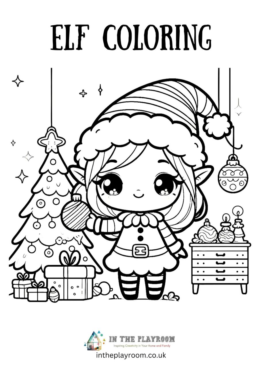 Free printable elf loring pages for kids