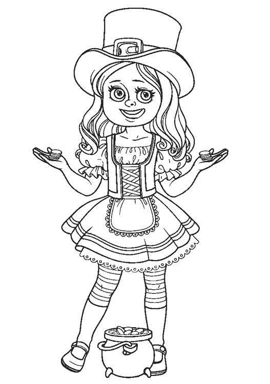 Girl leprechaun coloring pages