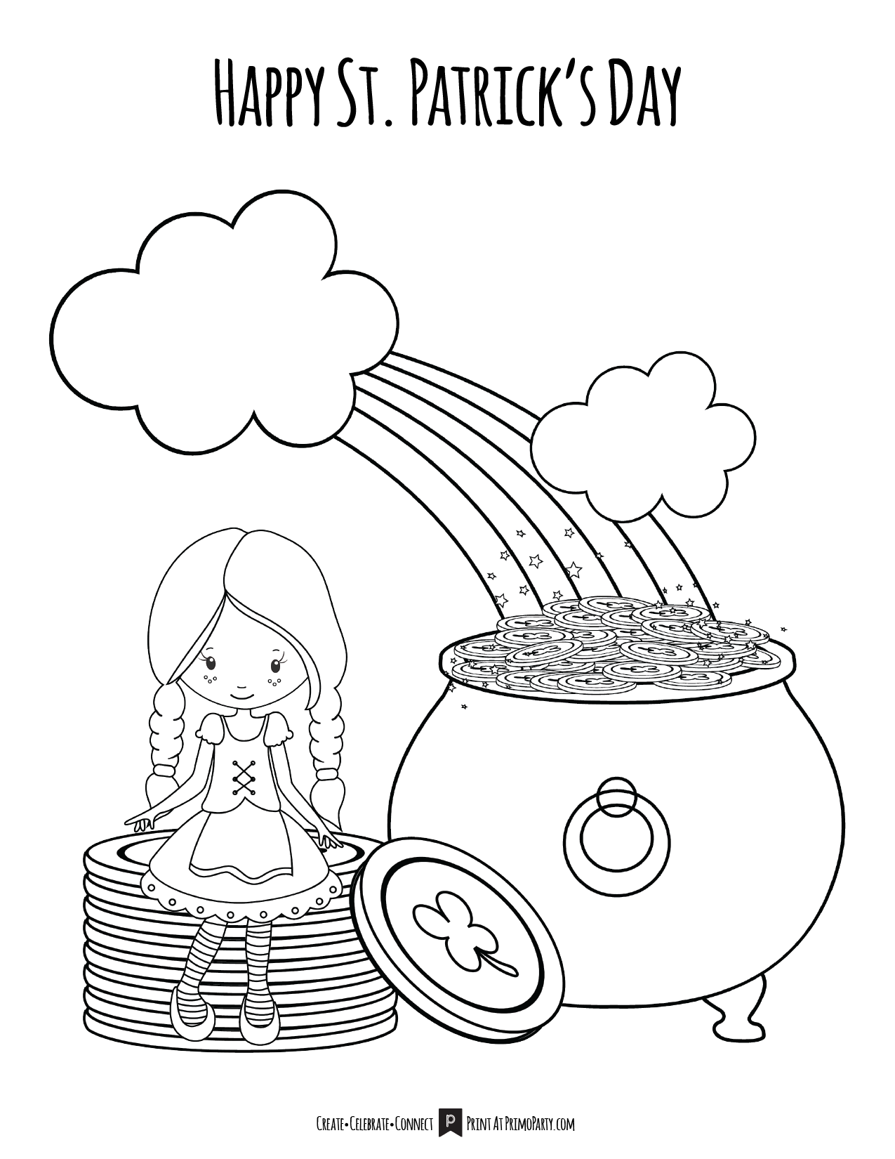 Lucky girl st patricks day coloring page â