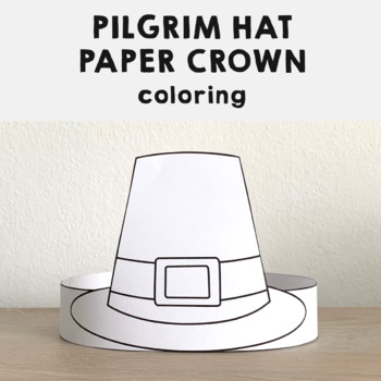 Pilgrim hat paper crown printable coloring thanksgiving craft activity for kids