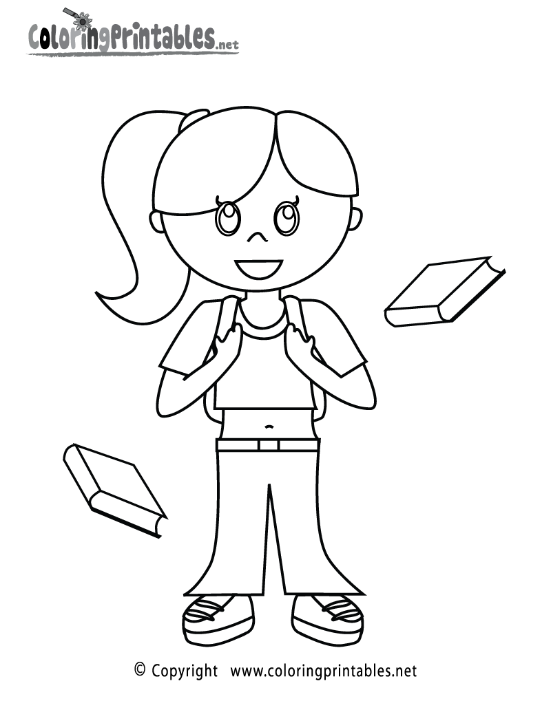 School girl coloring page