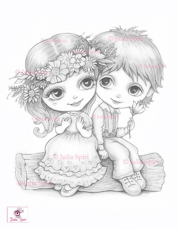 Love coloring pages digital stamp digi boy girl children kids boyfriend girlfriend crafting craft scrapbooking be my valentine