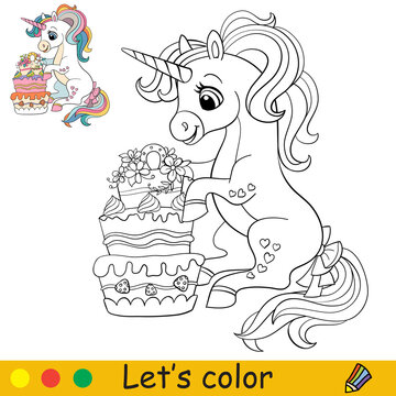 Unicorn cake coloring images â browse photos vectors and video