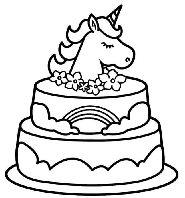 Unicorn cake coloring pages