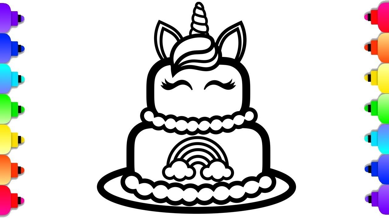 Glitter unicorn cake coloring and drawing for kids ððð unicorn cake colo unicorn coloring pages coloring pages cake drawing