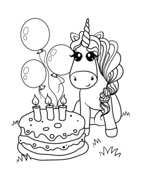 Unicorn cake coloring images â browse photos vectors and video