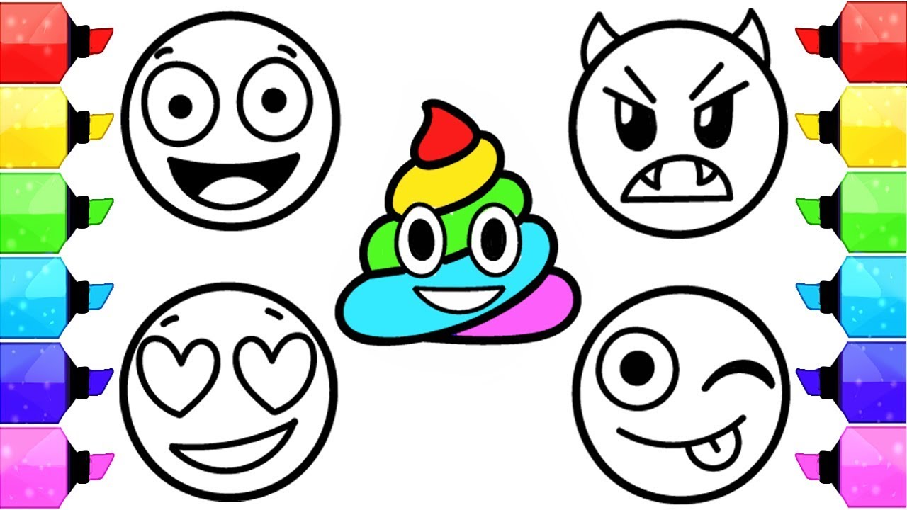 Emoji coloring pages how to draw and color emoji faces coloring book learn colors