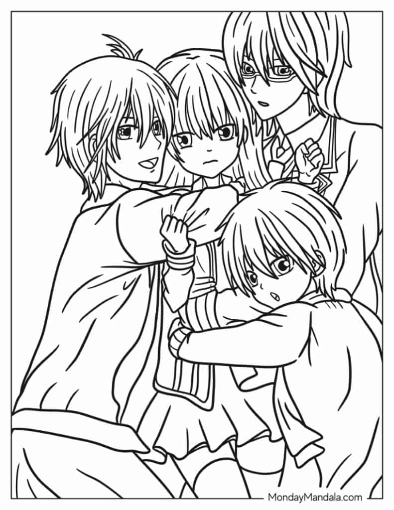 Anime coloring pages free pdf printables