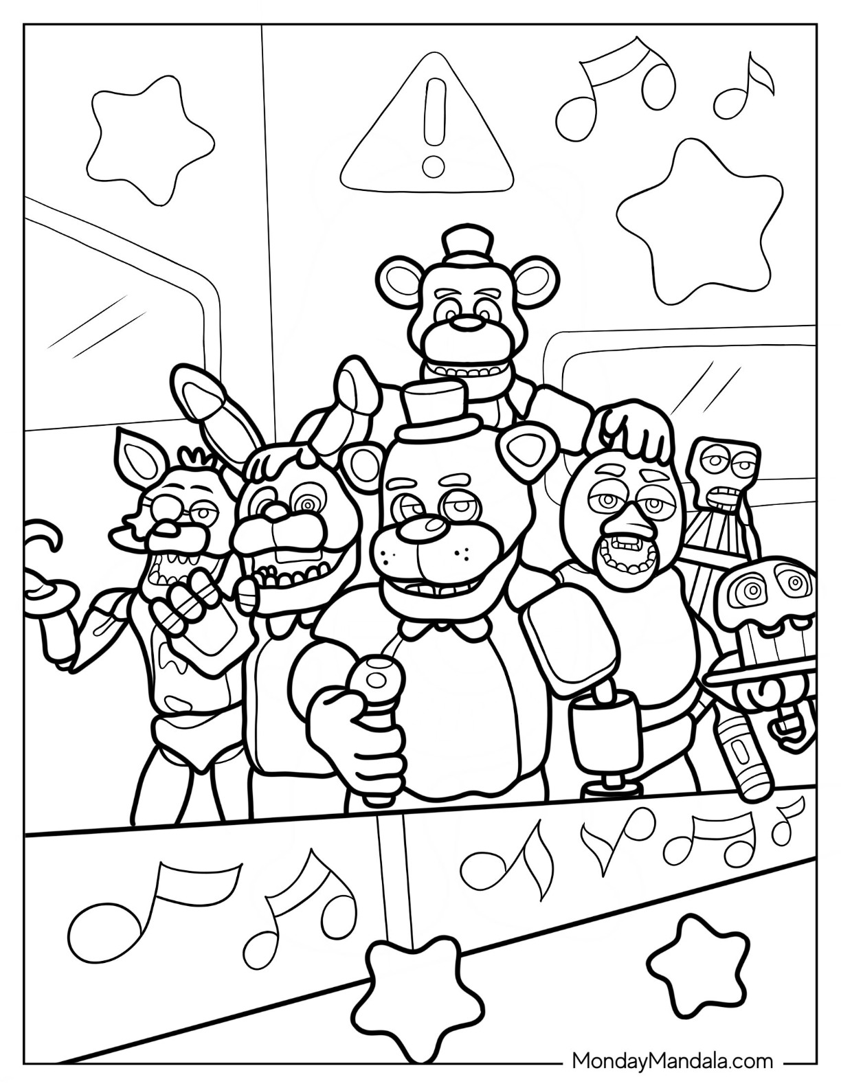 Five nights at freddies coloring pages free pdf printables