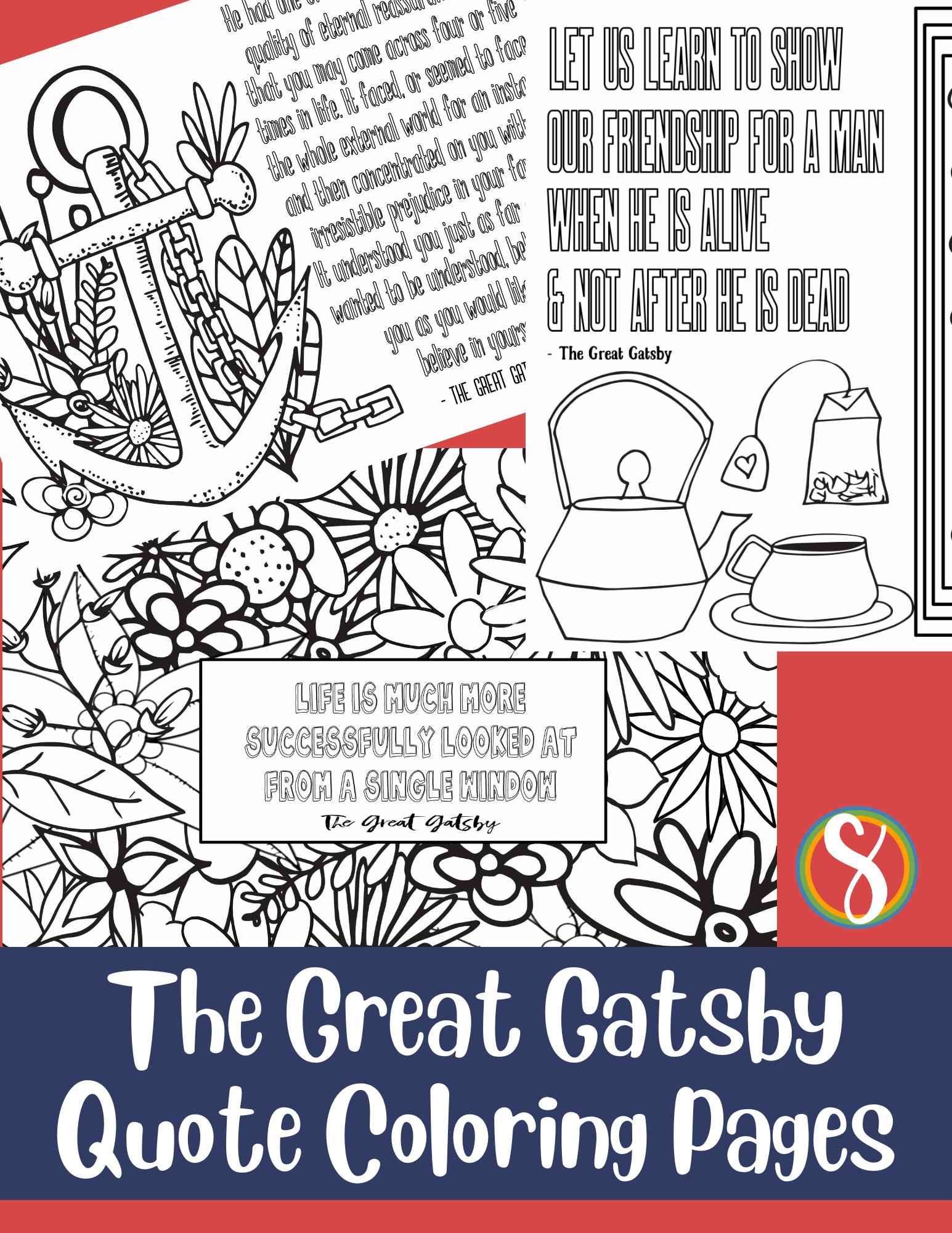 Free the great gatsby quote coloring pages â stevie doodles