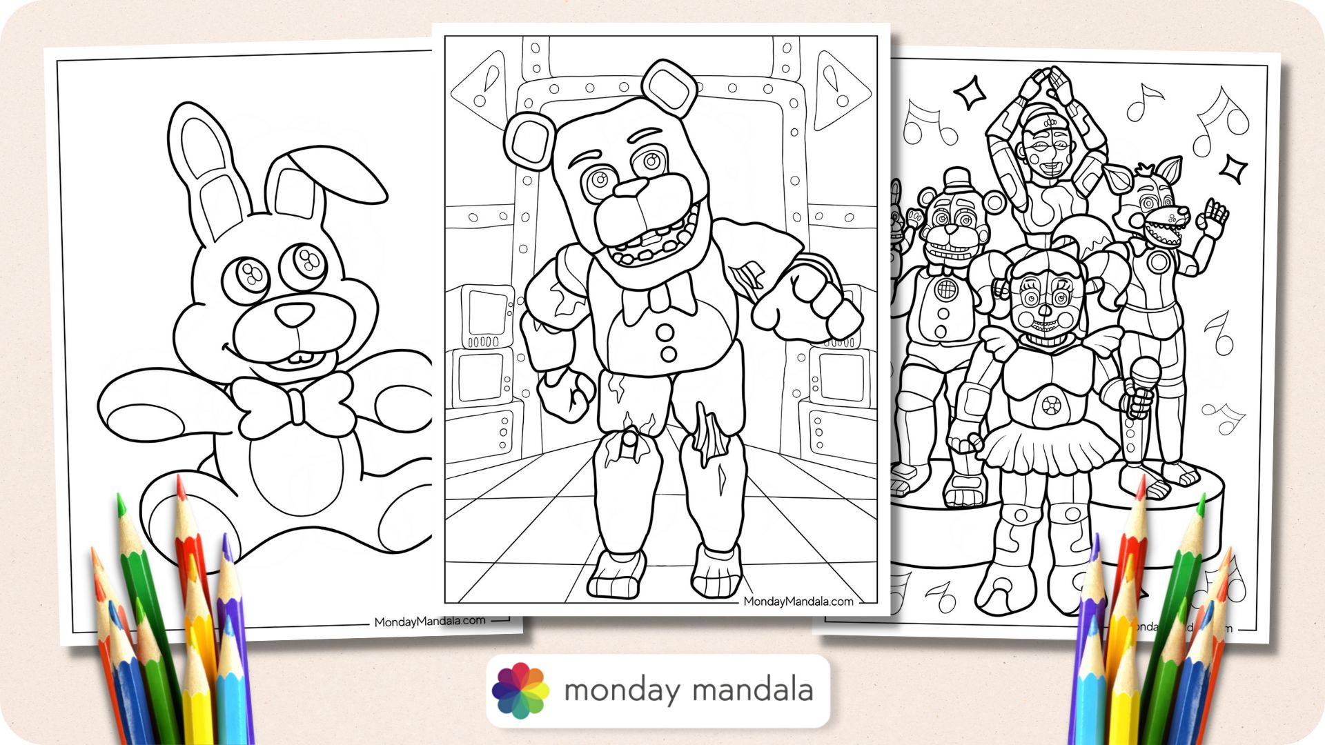 Five nights at freddies coloring pages free pdf printables