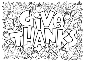 Give thanks coloring page by mrs arnolds art room tpt