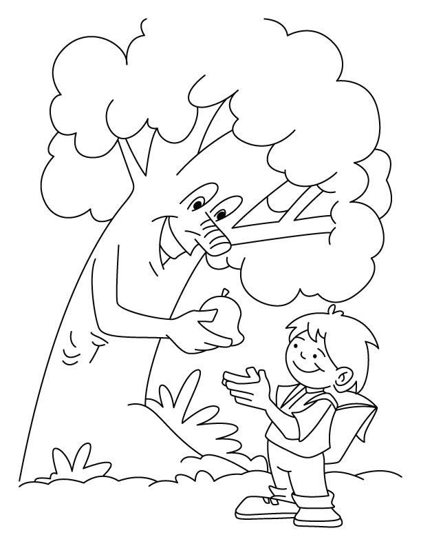 Tree giving the fruit to a boy coloring pages download free tree giving the fruit to a boy coloring pages for kids best coloring pages