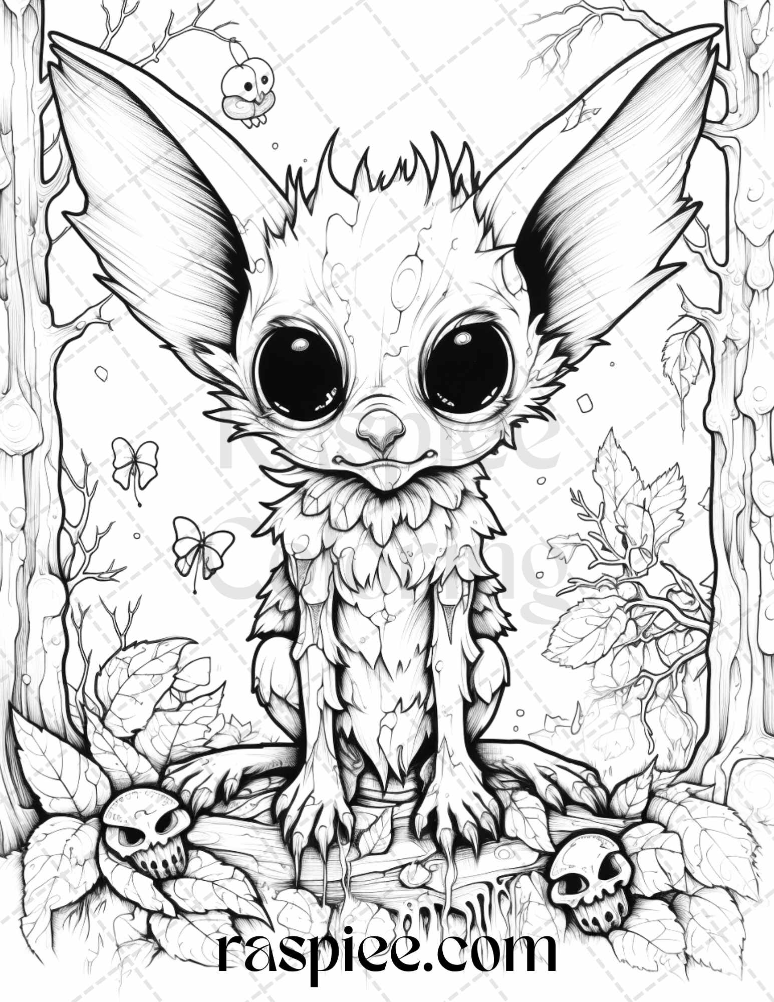 Halloween scary animals grayscale coloring pages printable for adul â coloring