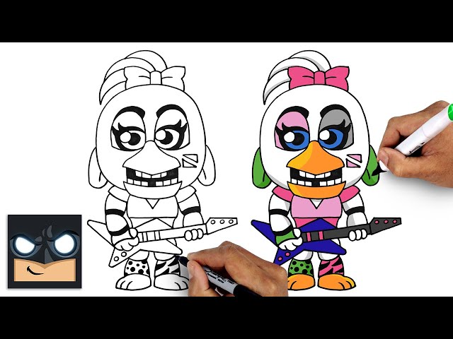 How to draw glarock chica five nights at freddys security breach draw color