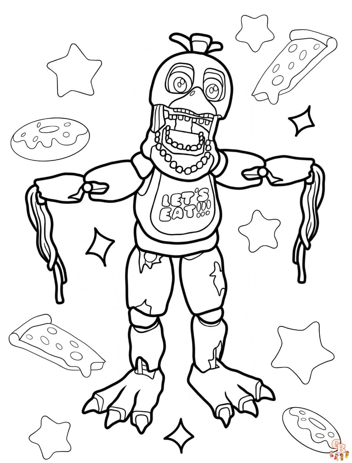 Printable chica coloring pages free for kids and adults