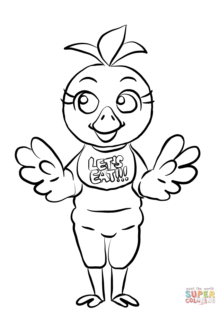 Fnaf chica coloring page free printable coloring pages