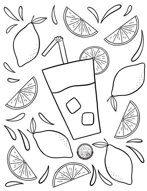 Lemonade coloring page fruit coloring pages summer coloring sheets coloring book art