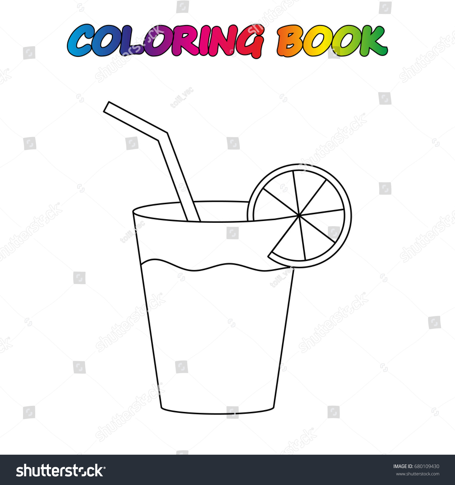 Glass juice coloring book coloring page stock vector royalty free