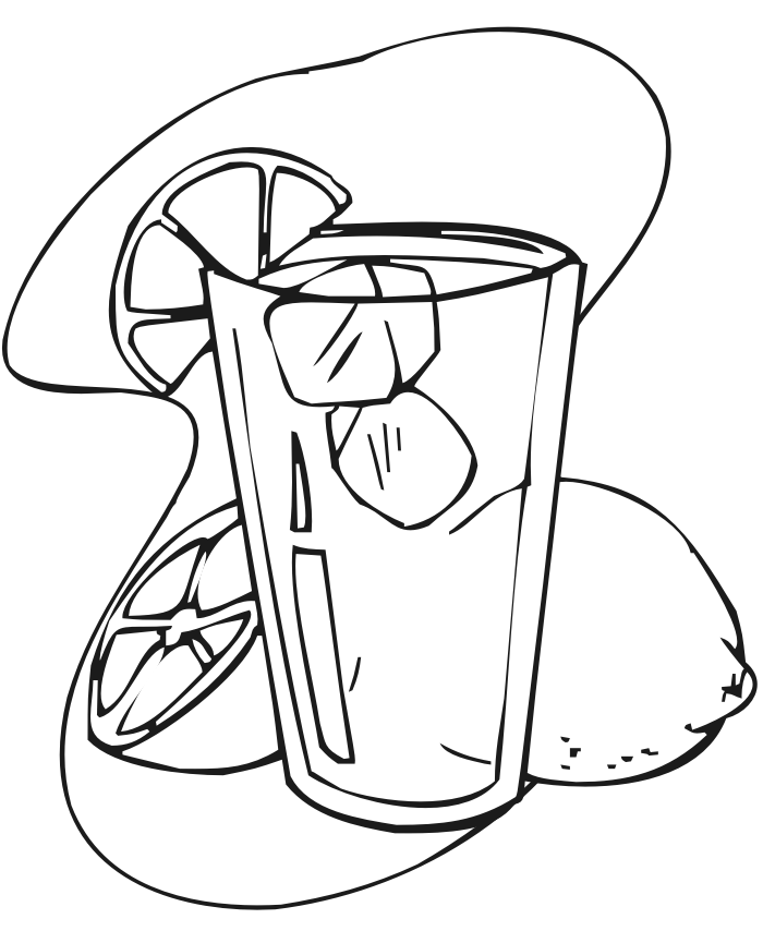 Printable summer coloring page glass of lemonade