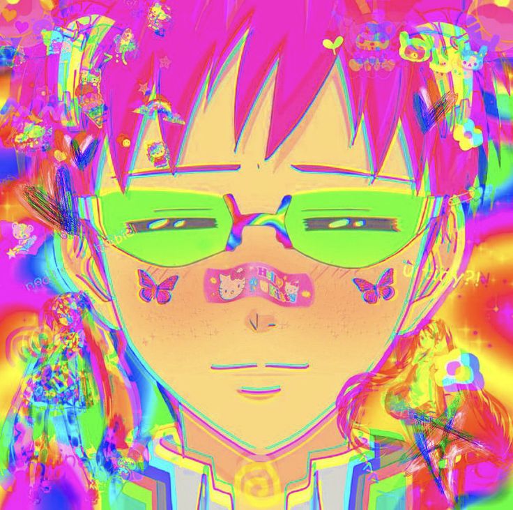 Saiki in glitchcore anime anime backgrounds wallpapers anime printables