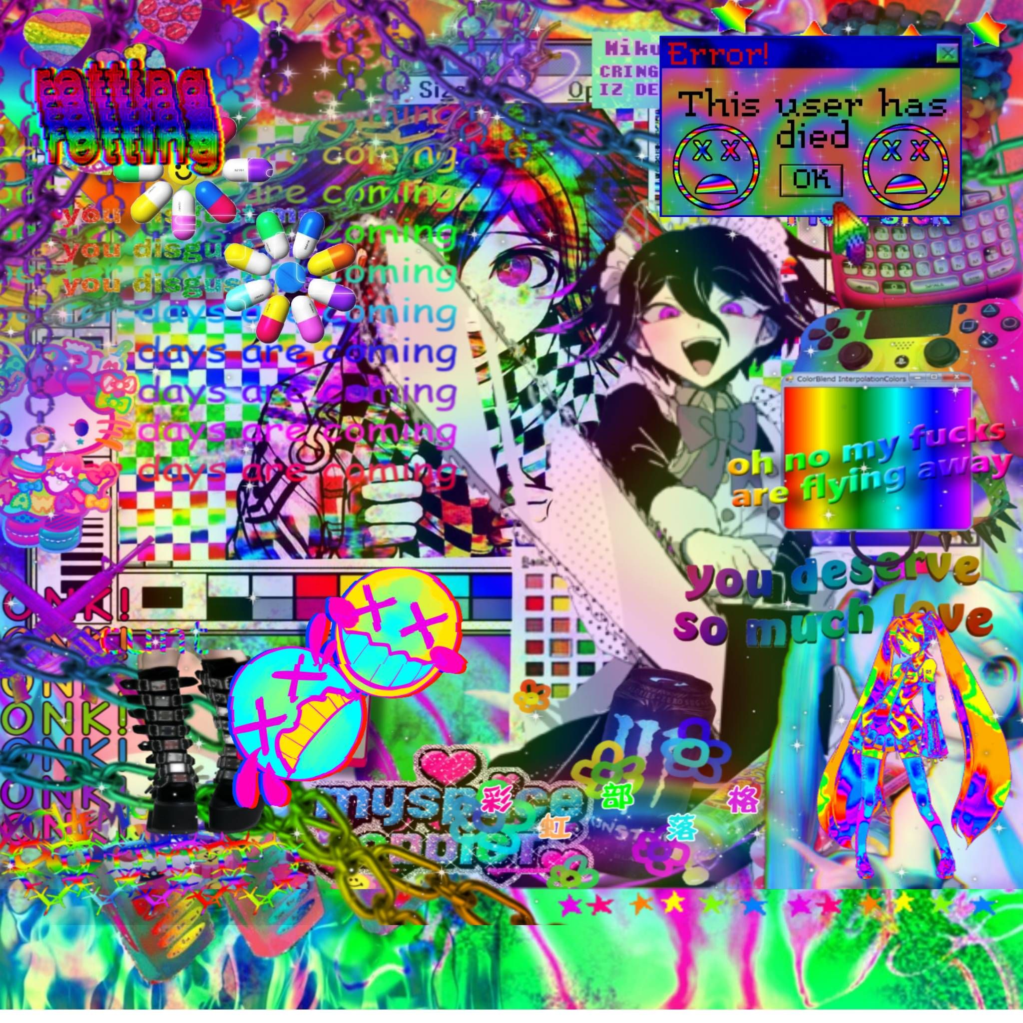 Kokichi glitchcore maid cybergoth aesthetic wallpaper cybergoth aesthetic glitchcore aesthetic