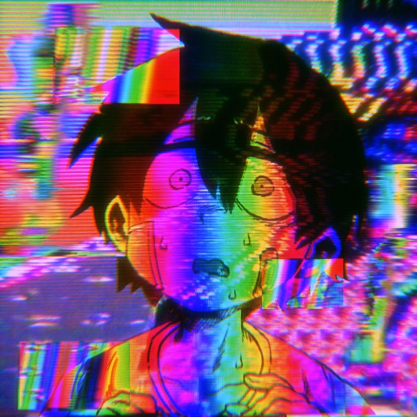 Hooni glitchcore pfp eyestrain art anime wall art glitchcore wallpaper