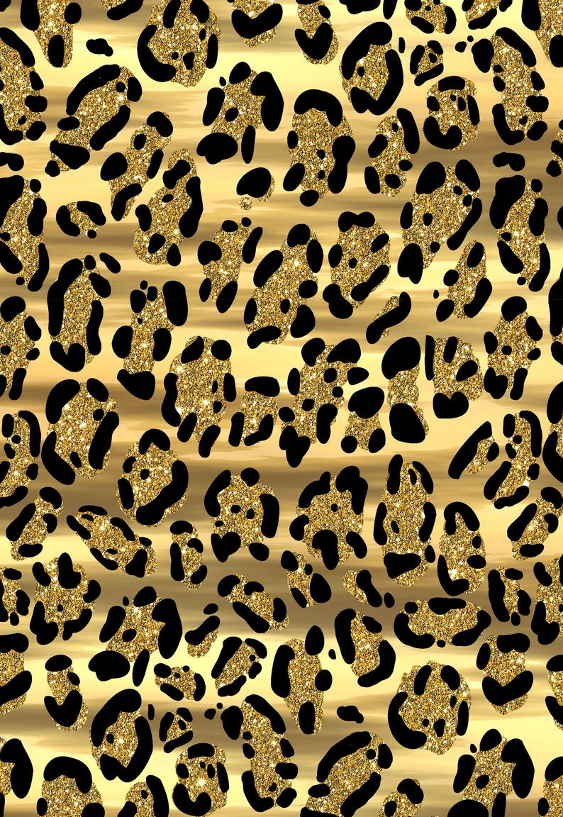 Black + Gold Glitter Leopard Print Seamless Pattern — drypdesigns