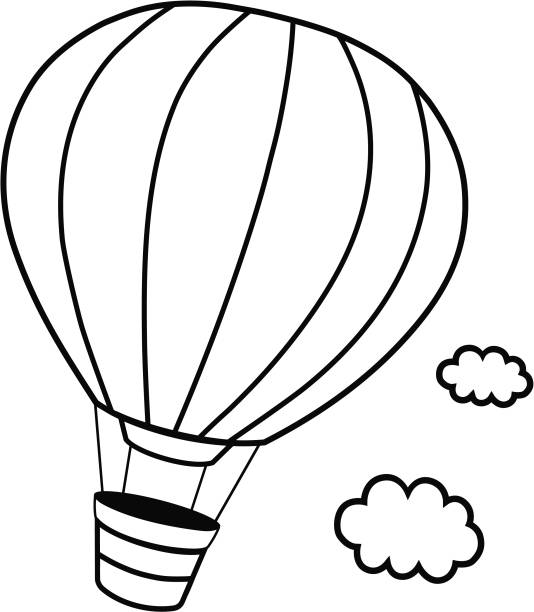 Black and white hot hair balloon vector illustration stock illustration