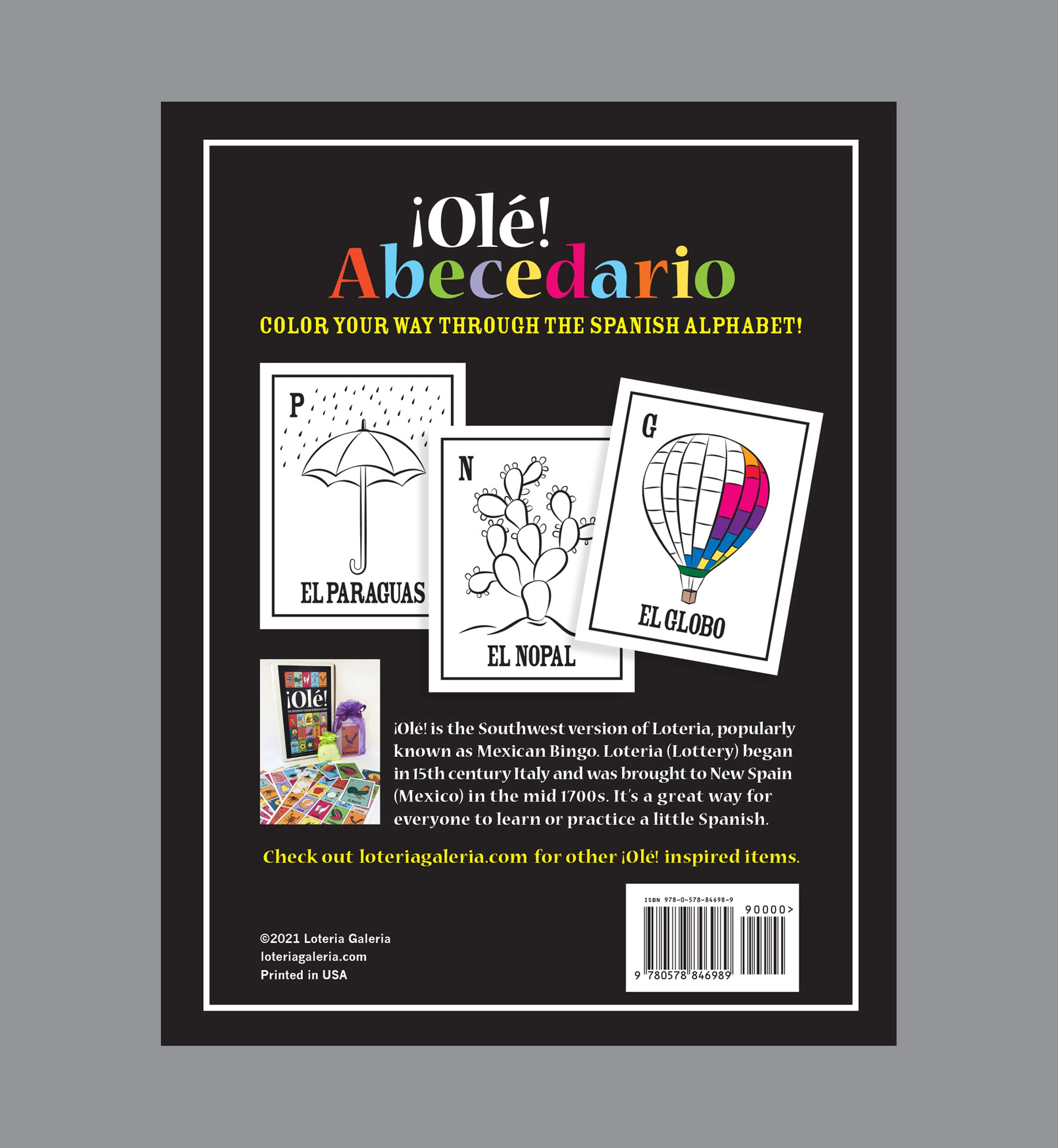 Spanish alphabet loteria coloring book