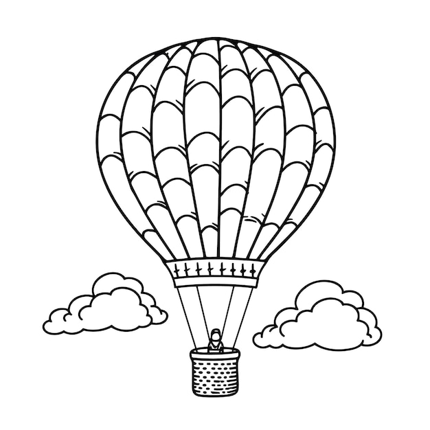 Premium vector air balloon coloring pages for kid