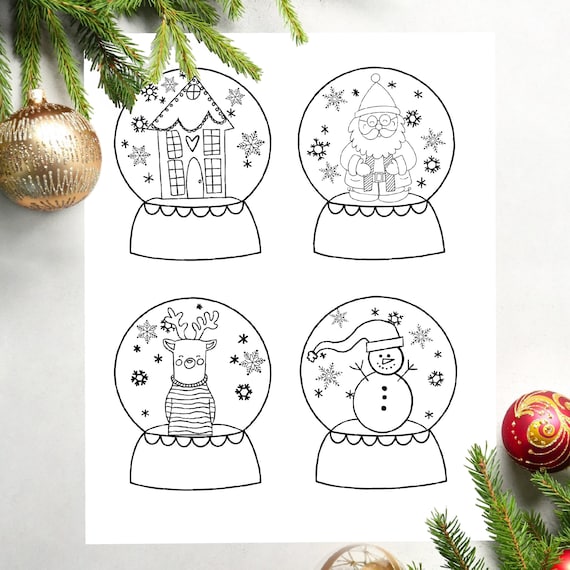 Snow globe coloring page kids christmas coloring page snowglobe art snowglobe coloring kids coloring book christmas coloring book