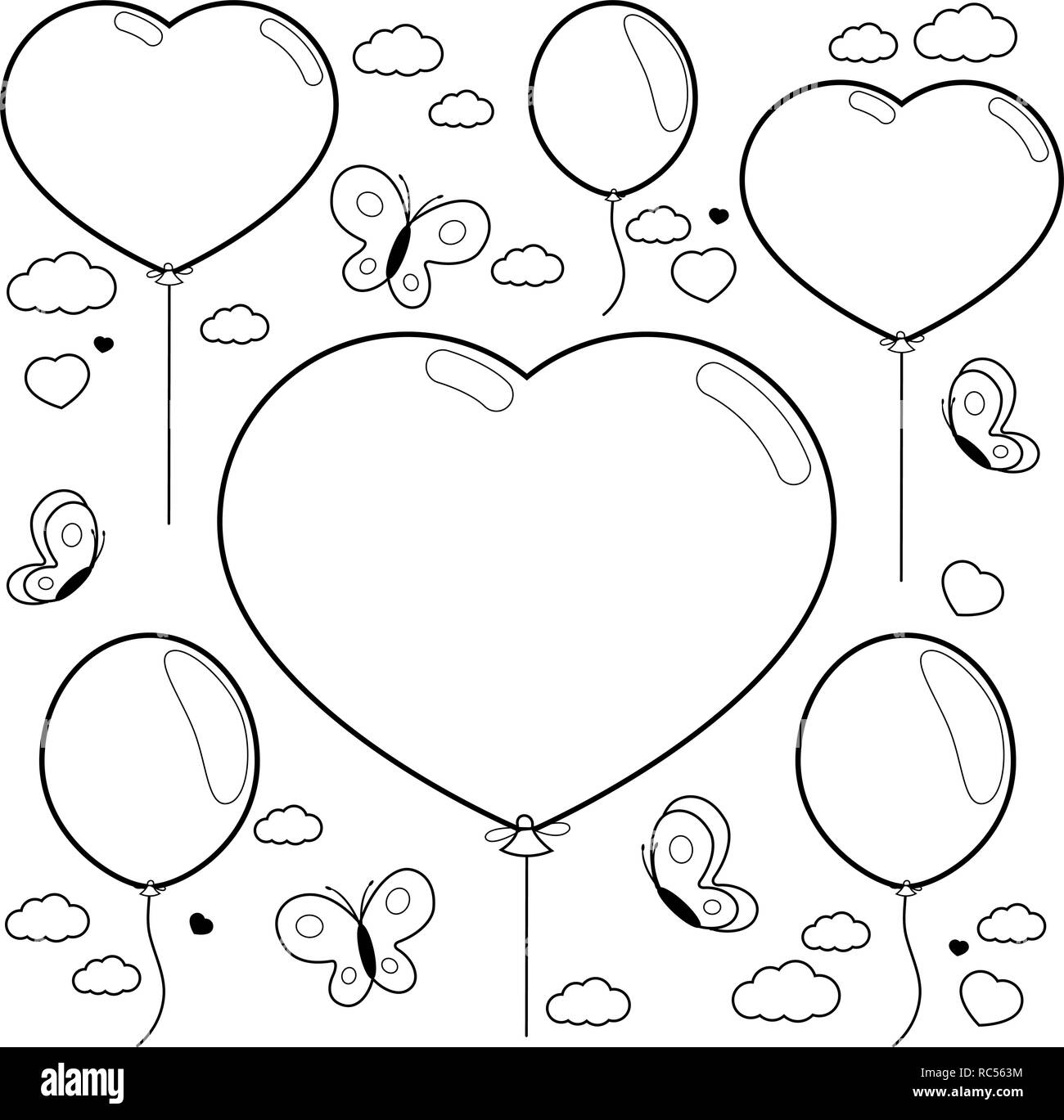 Heart shaped balloons black and white stock photos images